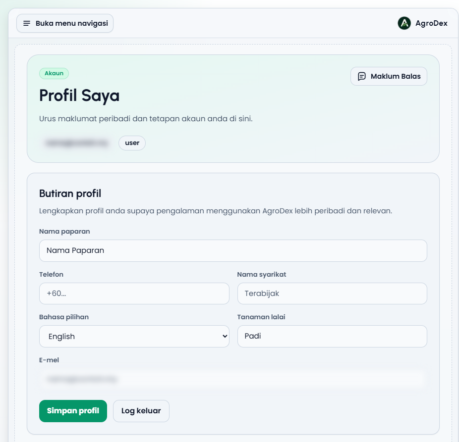 Account page