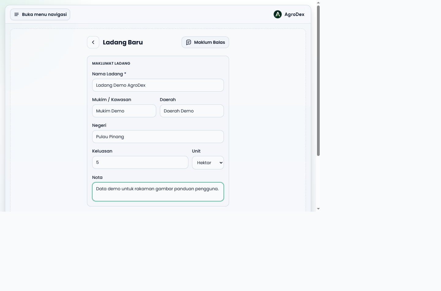 Create farm form