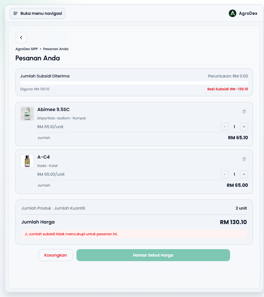 Review the order before submitting
